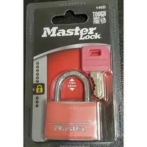 Master Lock 146D Covered Aluminum Keyed Padlock 1-9/16 inches Pink - NEW